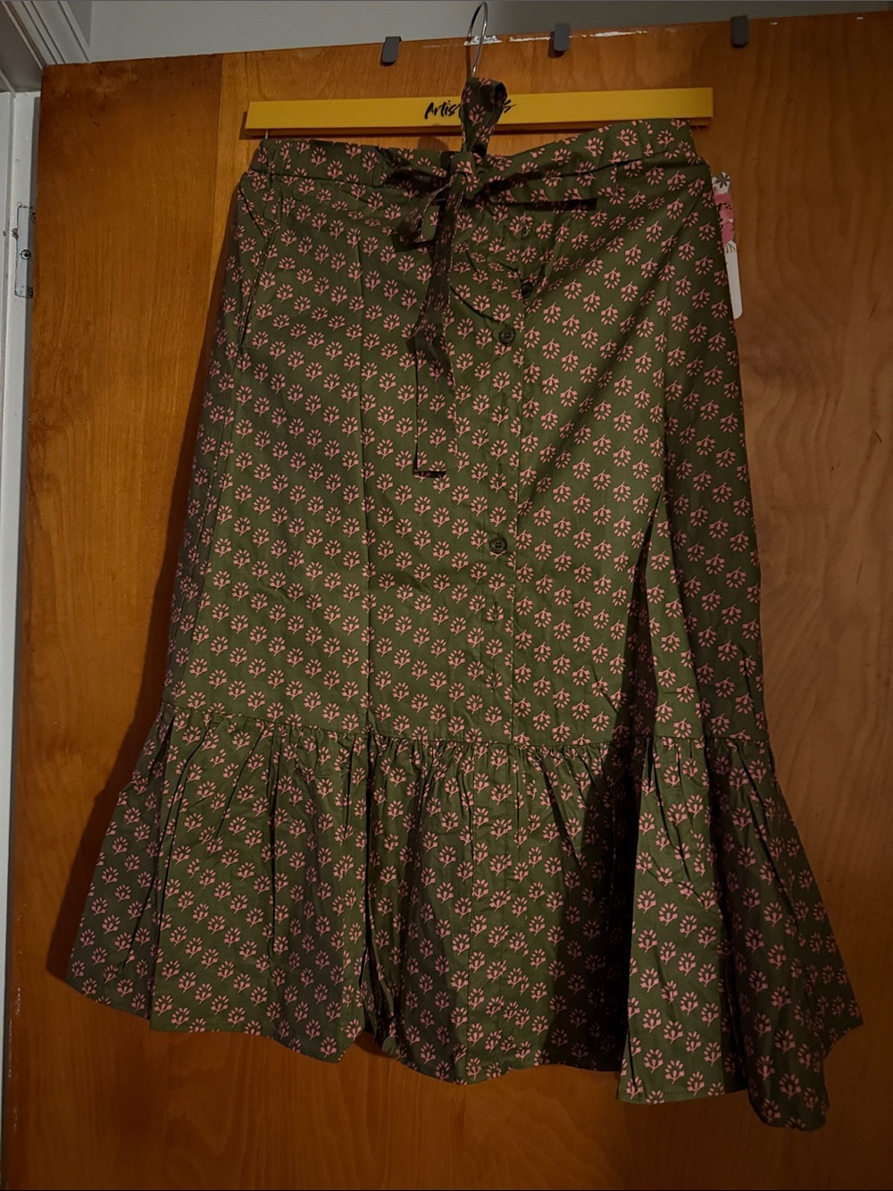 Green Printed Ruffle-Hem Women's Skirt